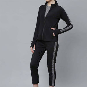 Survêtement deux pièces élégant à fermeture éclair pour femmes Veste légère à fermeture éclair complète Pantalon de survêtement à taille élastique Gym confortable Quotidien - Product Image 3