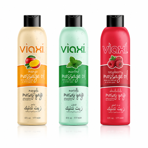 Huile de massage à la framboise Viaxi 177 ml |   Huile de massage corporelle hydratante légère à l'huile d'amande douce |   Formule pour tous types de peau - Product Image 4