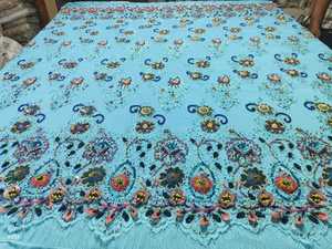 3D Hand <b>Beaded</b> Lace <b>Fabric</b> with Floral Embroidery and Sequins on Tulle - Product Image 2