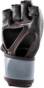 ถุงมือ MMA หนังสีดำแบบสั่งทำถุงมือผ้าระบายอากาศได้ดีมีห่วงปิดสำหรับการฝึกที่มีประกายแบบเปิดนิ้ว-ใช้ได้ทั้งชายและหญิง - Product Image 2