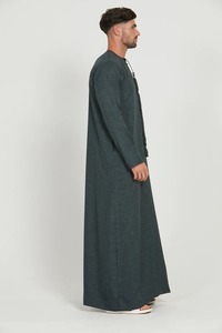 Thobes jubba 100% สูทผู้ชายมุสลิม, เสื้อผ้าแฟชั่นอิสลามชุดยาวสีเข้ม - Product Image 5