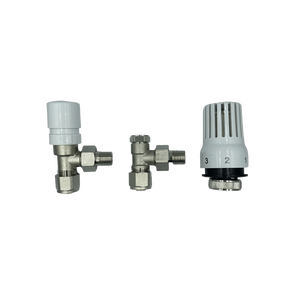 Válvulas Termostáticas HM Niqueladas de 3/8x16 para Radiadores Multicapa, Cabezal Termostático Manual con Adaptadores de 16 mm - Product Image 1