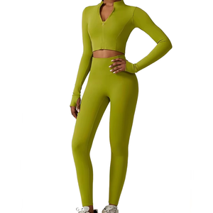 Customized Size Leggings Bra Sets for Woman Quick Dry <b>Yoga</b> Wear With <b>Jacket</b> Style Customized 3 Piece <b>Yoga</b> Set - Product Image 1