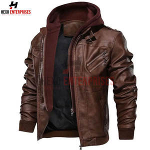 Chaqueta de cuero con capucha de calidad al mejor precio, chaqueta de cuero de moda personalizada para hombre hecha en Pakistán, chaqueta de cuero de moda - Product Image 6
