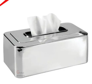 Boîte à mouchoirs en métal argenté faite à la main de qualité supérieure pour hôtels et restaurants - Product Image 2