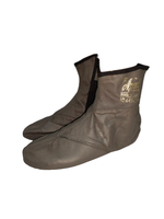 Chaussettes montantes grises en cuir premium avec fermeture éclair, antidérapantes et respirantes, décontractées pour hommes et femmes