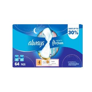 <b>Cheap</b> Always Infinity Feminine <b>Pads</b> for Women Flexfoam <b>Pads</b> with Wings Size 4 Soft Comfortable Leak Protection Bulk Pack - Product Image 3