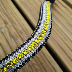 Pulsera de cuero marrón de caballo de lujo hecha a mano, banda para cejas de 5 filas, con cristales de imitación, perlas, color negro e inglés - Product Image 1