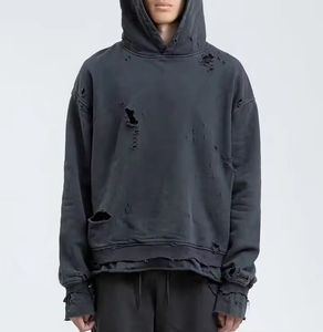 <b>Top</b> Quality Custom Blank High Quality Vintage <b>Distressed</b> Washed Rough Hoodies Oversized Sun Fade Acid Wash Hoodie for Men - Product Image 5