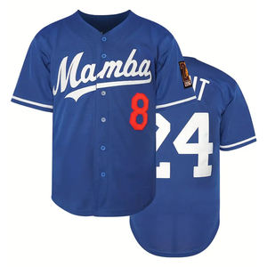 Maillot de baseball bleu à col en V pour homme, coupe ample, manches courtes, imprimé, toutes saisons, tenue décontractée pour l'extérieur, grande taille - Product Image 1