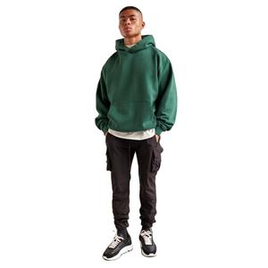 Sudadera con capucha de lana verde gruesa de invierno de 450gsm, sudaderas con capucha boxy fit, sudaderas con capucha sin cuerda con bolsillo para hombres - Product Image 4