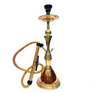Trophée de luxe en laiton et cuivre de style arabe, couleur or, ensemble complet 1 tuyau pour fumer la chicha - Product Image 1