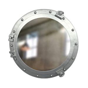 Montaje en pared de espejo de ojo de buey redondo 36 pulgadas de diámetro hecho con espejo náutico de aluminio sólido - Product Image 1
