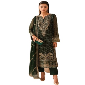 Venta de Eid, vestidos de trabajo bordados pesados indios y paquistaníes, Saari de tres piezas Salwar Kameez pakistaní e indio para mujer - Product Image 1