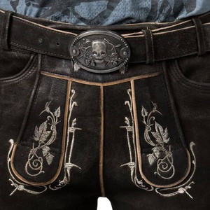 Nuevo Estilo, Pantalones Lederhosen Tradicionales Bávaros Alemanes, de Gamuza de Cabra, Cintura Alta, Alta Calidad, Formales, para Oktoberfest - Product Image 6