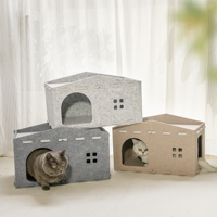 Vente en gros 2026 tendance fait main 2 en 1 gris foncé laine chat grotte lits pliables avec fond antidérapant chaud chat lits maison pour intérieur