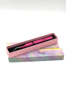 High Quality GETUP BROSONS IMPEX <b>Pink</b> Powder Coating Curved Silver Tip Stainless Steel Eyelash Extension Tweezers Custom Logo - Product Image 6