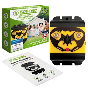 เครื่องไล่นกอัลตราโซนิก ISOTRONIC พร้อมไฟกระพริบสีเหลือง วัสดุพลาสติก สำหรับควบคุมศัตรูพืชกลางแจ้ง ใช้ได้กับสวน สนามหญ้า ระเบียง หลังคา - Product Image 1