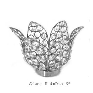 Fil de métal poli et brillant argenté le plus exigeant fait de fleurs Designer Look élégant Bougie perlée en cristal clair Fournitures votives - Product Image 1