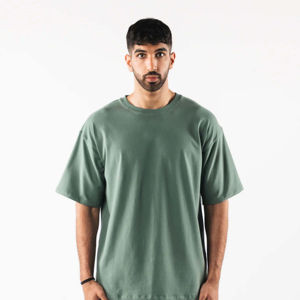 เสื้อยืดคอกลมเปิดไหล่สำหรับผู้ชายโอเวอร์ไซส์220gsm โลโก้บอกซ์เสื้อเปล่าออกแบบได้ตามต้องการ - Product Image 2