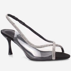 Sandales CATALINA pour femmes Unze London, chaussures de soirée transparentes décorées de strass, en fibre de polyester - Product Image 6