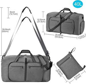 กระเป๋าเดินทางแบบพับได้ขนาด 20 นิ้ว ทำจากโพลีเอสเตอร์ พร้อมช่องใส่รองเท้าและสายสะพายปรับได้ ผลิตในเวียดนาม - Product Image 3