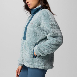 Veste zippée en polaire bleue pour femmes Douce en sherpa Manches longues Col montant Vêtement d'extérieur chaud Léger Confortable Automne Hiver Veste décontractée - Product Image 3