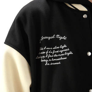 Chaquetas universitarias personalizadas unisex, logotipo personalizado disponible con cierre de botón a presión estilo béisbol Escuela Secundaria fábrica OEM - Product Image 3