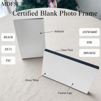 Bingkai Foto MDF Sublimasi Persegi Panjang Bersertifikat REACH EN71 4x6 inci 12mm Putih Mengkilap Logo Kustom Heat Press MDFSUB
