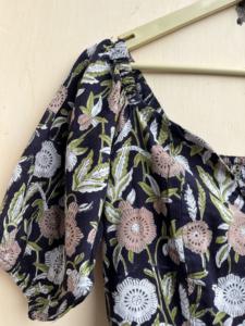 Vestido largo de algodón acampanado para mujer, ropa India informal con estampado de flores Ditsy, hermoso vestido largo, botón de cintura Natural - Product Image 3