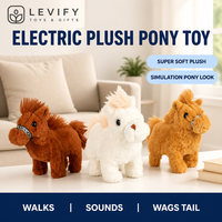Poney en peluche électrique, marchant, émettant des sons et qui agite la queue, super doux, pour enfants, cadeau d'anniversaire, apaisant pour le quotidien