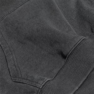 Sudadera con Capucha Extra Grande para Hombre, Bordada, Gruesa, Lavada al Ácido, Color Negro, Estilo Vintage, Desgastada, Corta - Product Image 4