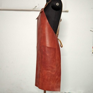 Delantal de taller de restaurante de trabajo de cuero auténtico de alta calidad para hombres y mujeres con bolsillos de cuero puro delantal de cocina para Cocina - Product Image 2