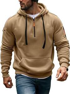 Sweats à capuche décontractés d'hiver pour hommes couleur unie 100% coton coupe régulière avec conception de poche séchage rapide et respirant - Product Image 6
