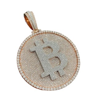 Bijoux Hip Hop plaqué argent 925 avec logo personnalisé pendentif cercle en diamant lettre glacée pierre principale moissanite chaînes fines colliers - Product Image 3