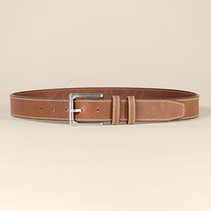 Ceinture en cuir véritable avec boucle en acier, design durable, ajustement réglable pour un usage quotidien, formel et décontracté - Product Image 4