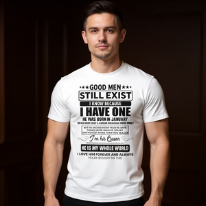 Camiseta Promocional con la Frase 'Good Still Exist He Was Born in January' para Cumpleaños de Enero - Product Image 3