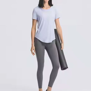High Quality Summer Short Sleeve Jogging Jersey T-Shirt Custom Green Crew Neck Yoga <b>Tops</b> Activewear Hiking Tee Shirts For Women - Product Image 4