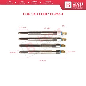BGP66-1 Juego de 4 Bujías de Incandescencia de 24 Voltios para Piezas de Automóviles, Compatible con 3304 3306 3T9562 GN071 0100800034 Y171 Motor Bross, Nuevo, Hecho en Turquía - Product Image 6