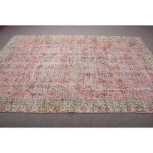 Tapis vintage, grand tapis de 6,2x9,6 pieds, tapis en laine rouge et bleu - Product Image 3