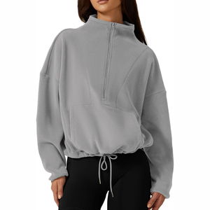Sweat-shirt à manches longues pour femme, personnalisé avec logo, demi-zip sur le devant, hiver, 100% coton, respirant, écologique, séchage rapide - Product Image 5