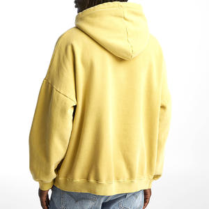 Hip Hop lourd pull hommes soleil fané à capuche pour vêtements de rue Logo personnalisé lourd épais chaud hommes tenue décontracté à capuche - Product Image 2