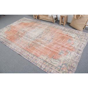 พรมวินเทจขนาด 5.7x9.8 ฟุต พรมตุรกีขนาดใหญ่ พรมขนสัตว์ลายจุดสีส้ม - Product Image 4