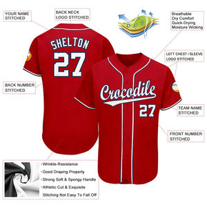 Uniforme de béisbol para hombre, Media manga, botón hacia abajo, Color rojo, cuello en V, ropa deportiva, uniformes, kits con diseño personalizado - Product Image 3