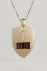 Collar de rubí de oro de 14 quilates para mujer, colgante de escudo con diseño cruzado, cadena de eslabones de joyería fina - Product Image 2