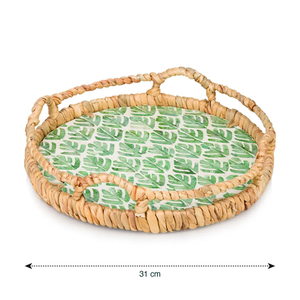 Bandeja de café de jacinto de agua festoneada ecológica tejida a mano con bandeja decorativa con incrustaciones de fregona precio al por mayor de Vietnam - Product Image 3