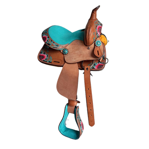 ROYAL INTRNATIONAL Selle de course western en cuir avec design barillet et tapis de selle - Product Image 1