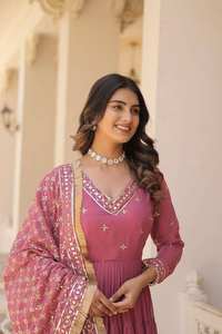 Peach Ruffle Anarkali robe dupatta ensemble pour femmes et filles indien pakistanais mariage longue robe de soirée indien robe de mariage - Product Image 4