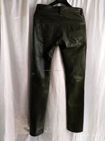 Pantalon en cuir pour homme, nouveau modèle, vert olive, cuir de designer, véritable cuir d'agneau, jean en cuir de motard, pantalon