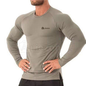 เสื้อรัดกล้ามเนื้อแขนยาวของผู้ชายเสื้อรัดรูปโลโก้แบบใหม่กำหนดเอง - Product Image 3